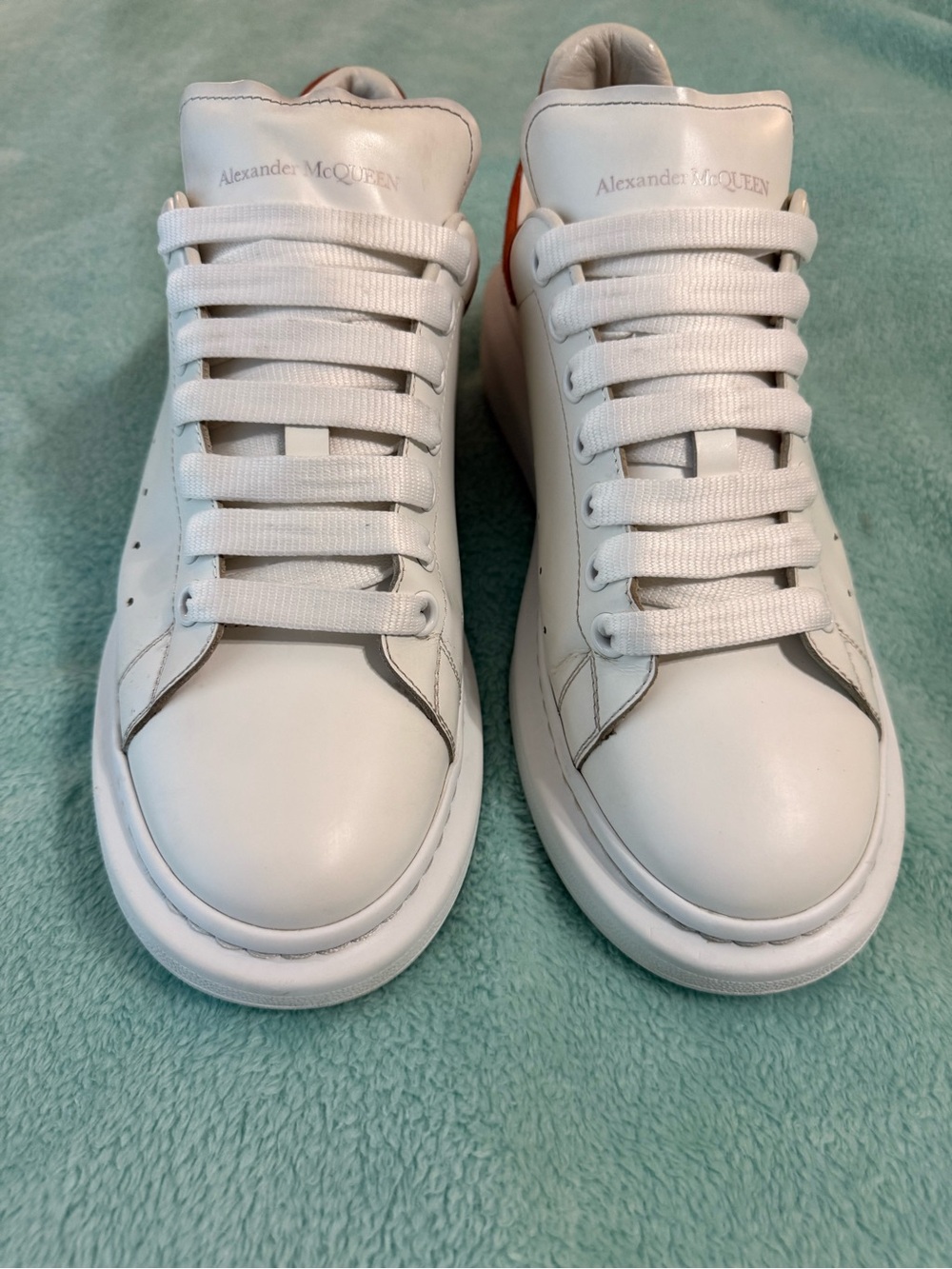 Alexander McQueen Oversized white and burnt orange sneakers men’s 10.5 - Picture 7 of 10